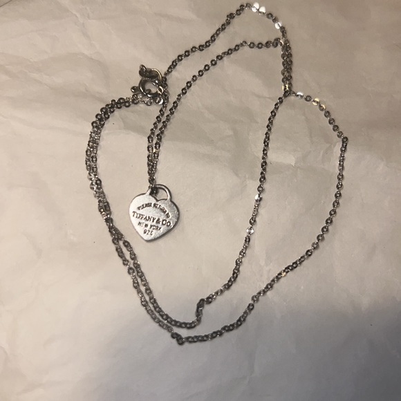 Authentic Tiffany &Co Mini Heart Sterling Silver Necklace 16” - Picture 3 of 4